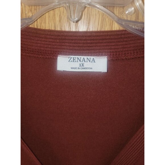 Zenana 1X Button-Down Burgundy Cardigan Sweater - Picture 2 of 5